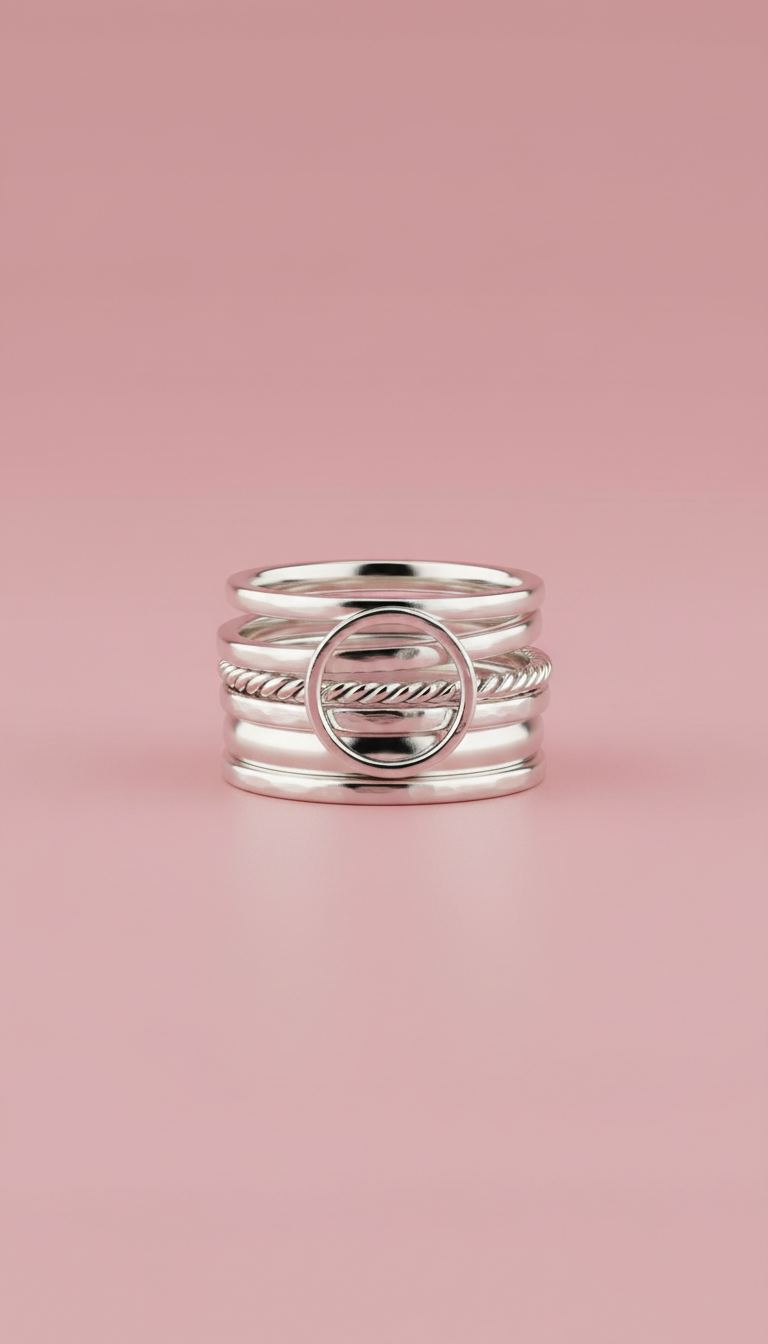 Anillos apilables de plata pulida