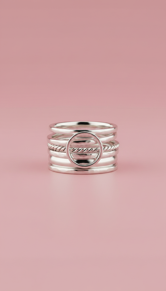 Anillos apilables de plata pulida